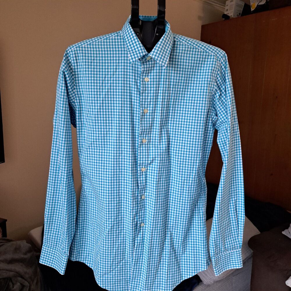 Egara Mens Long Sleeve Shirt Dress Size 16 / 34-35 Blue Pre Owned Egyptian cotto